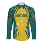 Australia 2024 Olympics Custom Long Sleeve Button Shirt Rise of the Roos Aborignal Style