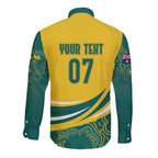 Australia 2024 Olympics Custom Long Sleeve Button Shirt Rise of the Roos Aborignal Style
