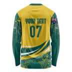 Australia 2024 Olympics Custom Long Sleeve Shirt Rise of the Roos Aborignal Style