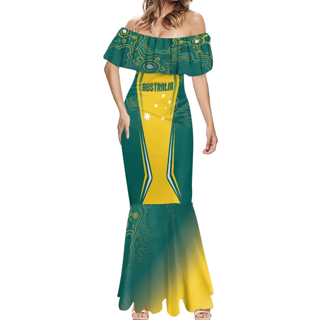 Australia 2024 Olympics Custom Mermaid Dress Rise of the Roos Aborignal Style