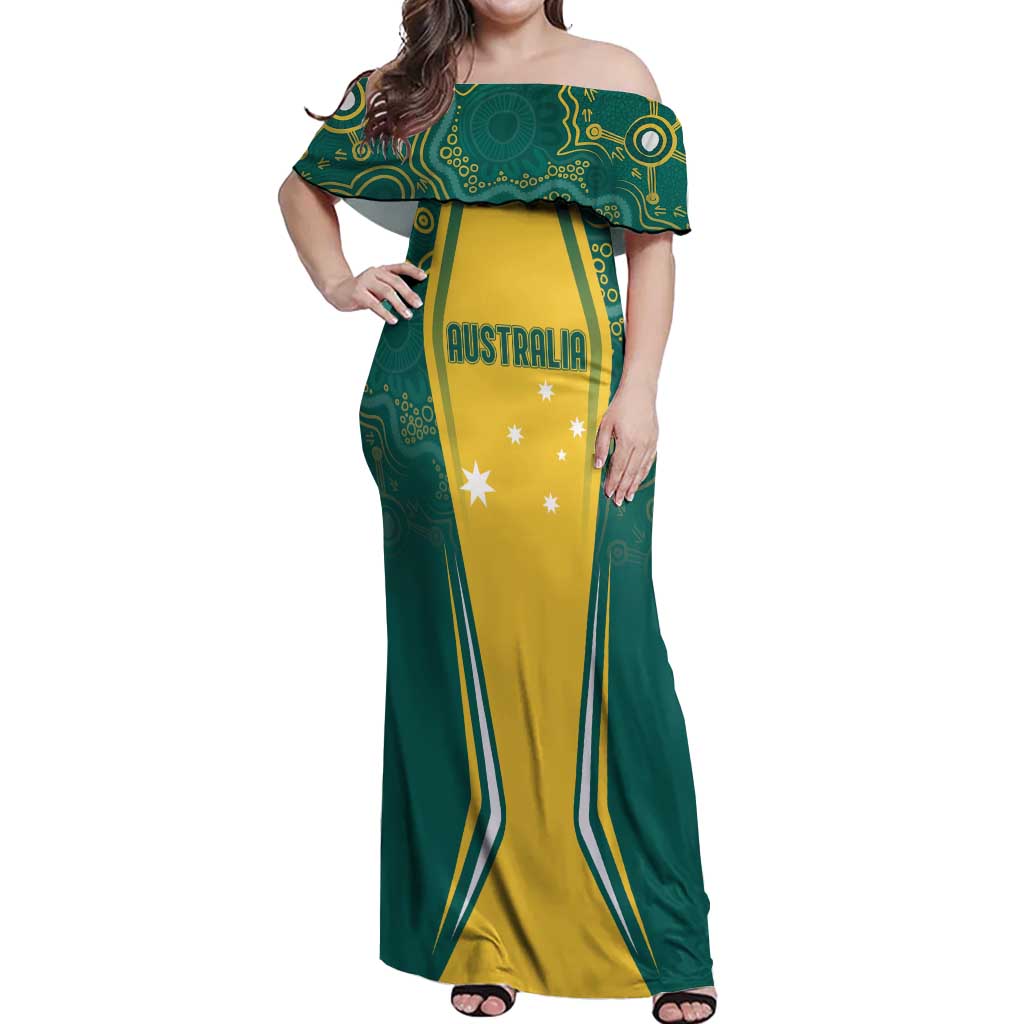 Australia 2024 Olympics Custom Off Shoulder Maxi Dress Rise of the Roos Aborignal Style