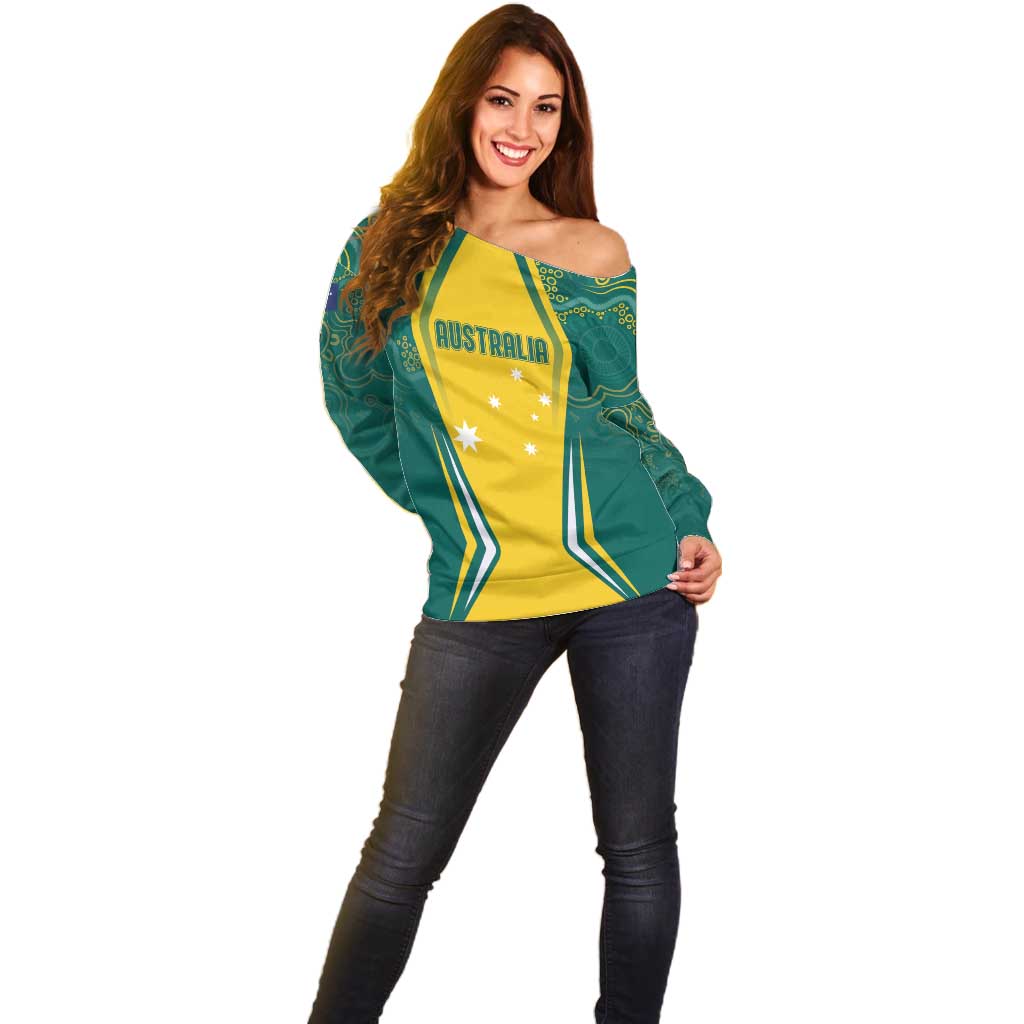 Australia 2024 Olympics Custom Off Shoulder Sweater Rise of the Roos Aborignal Style