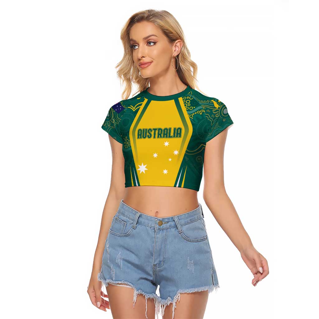 Australia 2024 Olympics Custom Raglan Cropped T Shirt Rise of the Roos Aborignal Style
