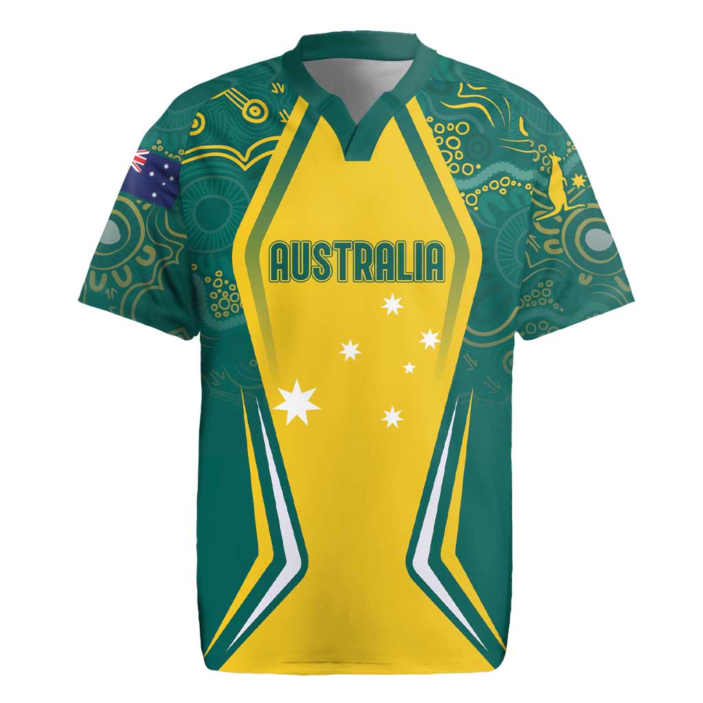 Australia 2024 Olympics Custom Rugby Jersey Rise of the Roos Aborignal Style