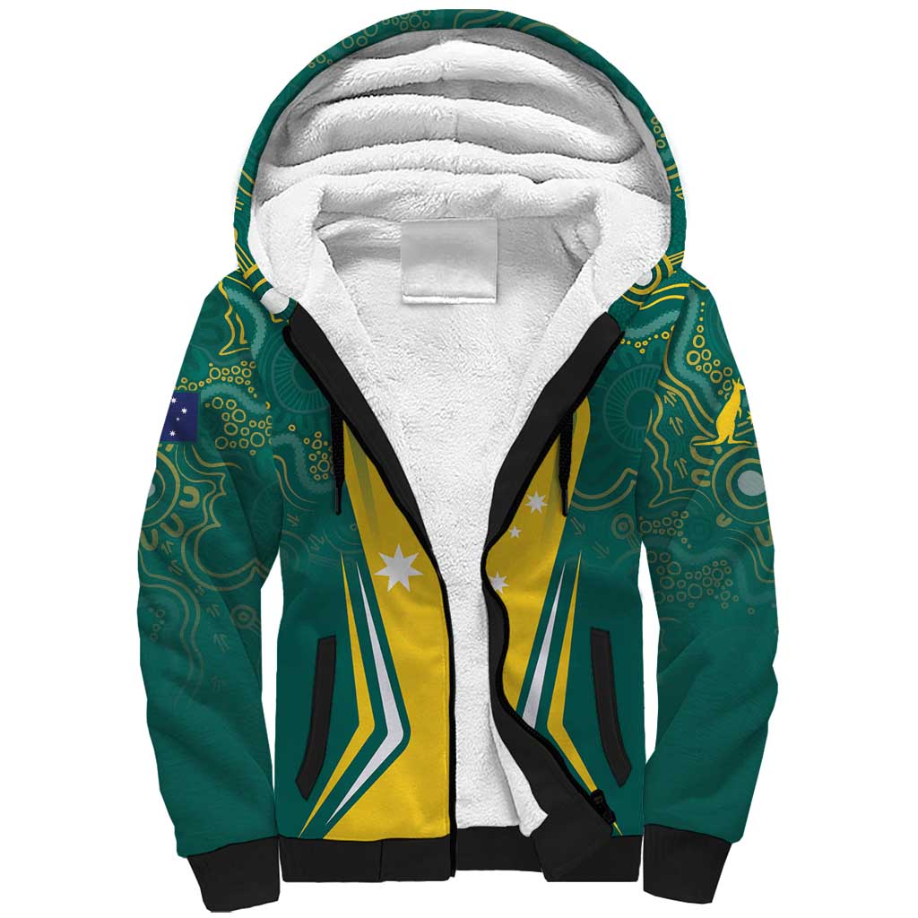 Australia 2024 Olympics Custom Sherpa Hoodie Rise of the Roos Aborignal Style