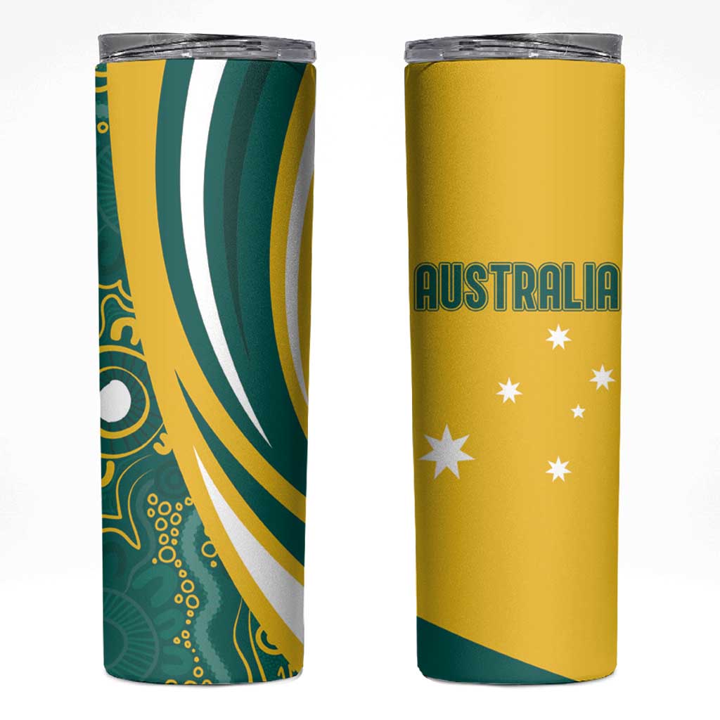 Australia 2024 Olympics Skinny Tumbler Rise of the Roos Aborignal Style