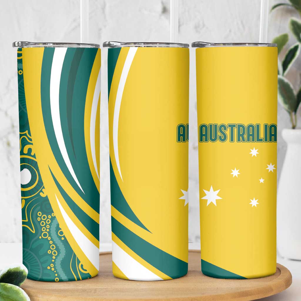 Australia 2024 Olympics Skinny Tumbler Rise of the Roos Aborignal Style