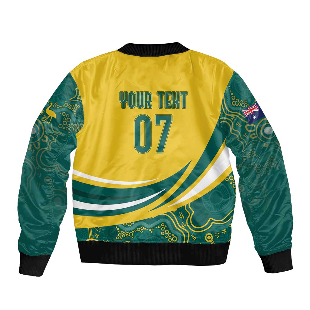 Australia 2024 Olympics Custom Sleeve Zip Bomber Jacket Rise of the Roos Aborignal Style