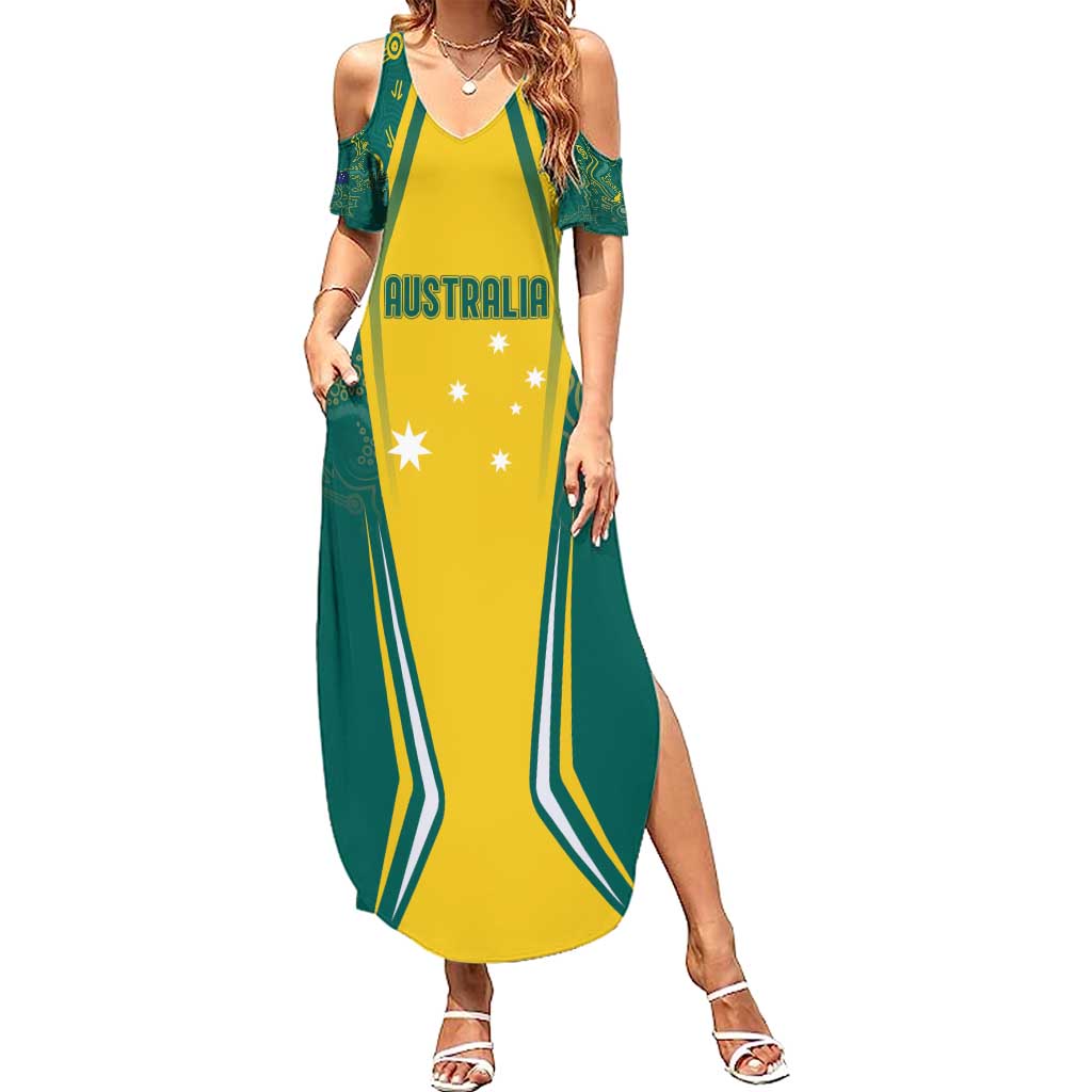 Australia 2024 Olympics Custom Summer Maxi Dress Rise of the Roos Aborignal Style