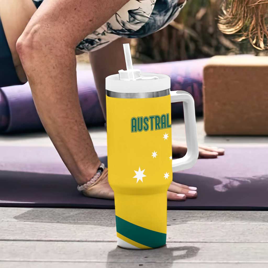 Australia 2024 Olympics Tumbler With Handle Rise of the Roos Aborignal Style