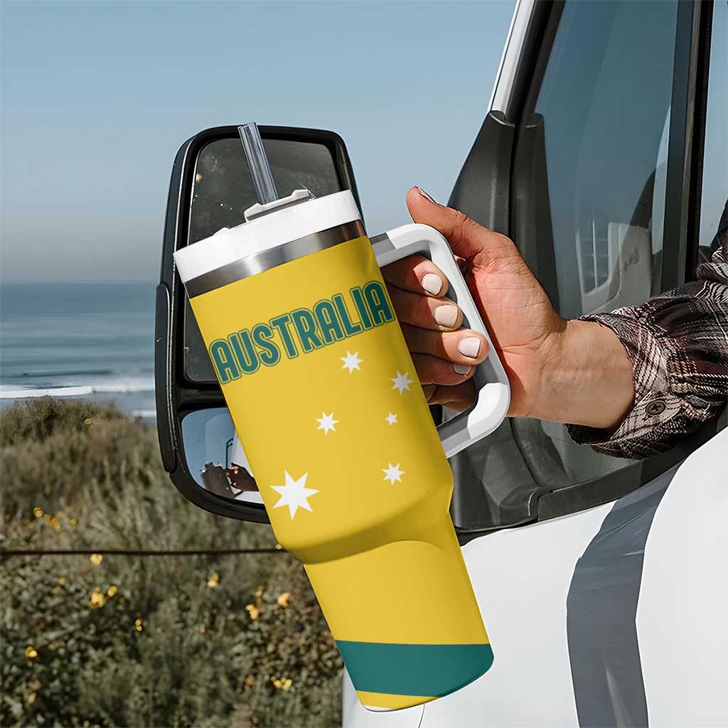 Australia 2024 Olympics Tumbler With Handle Rise of the Roos Aborignal Style
