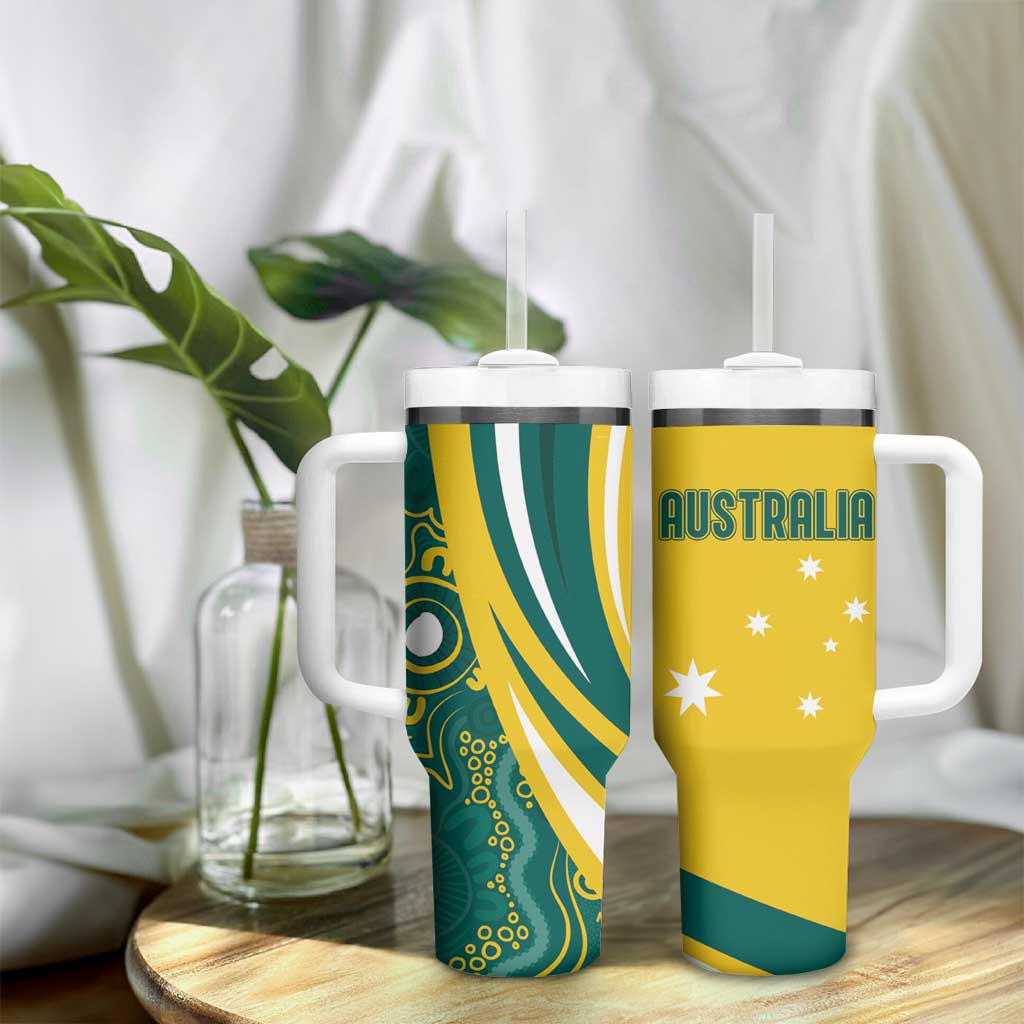 Australia 2024 Olympics Tumbler With Handle Rise of the Roos Aborignal Style
