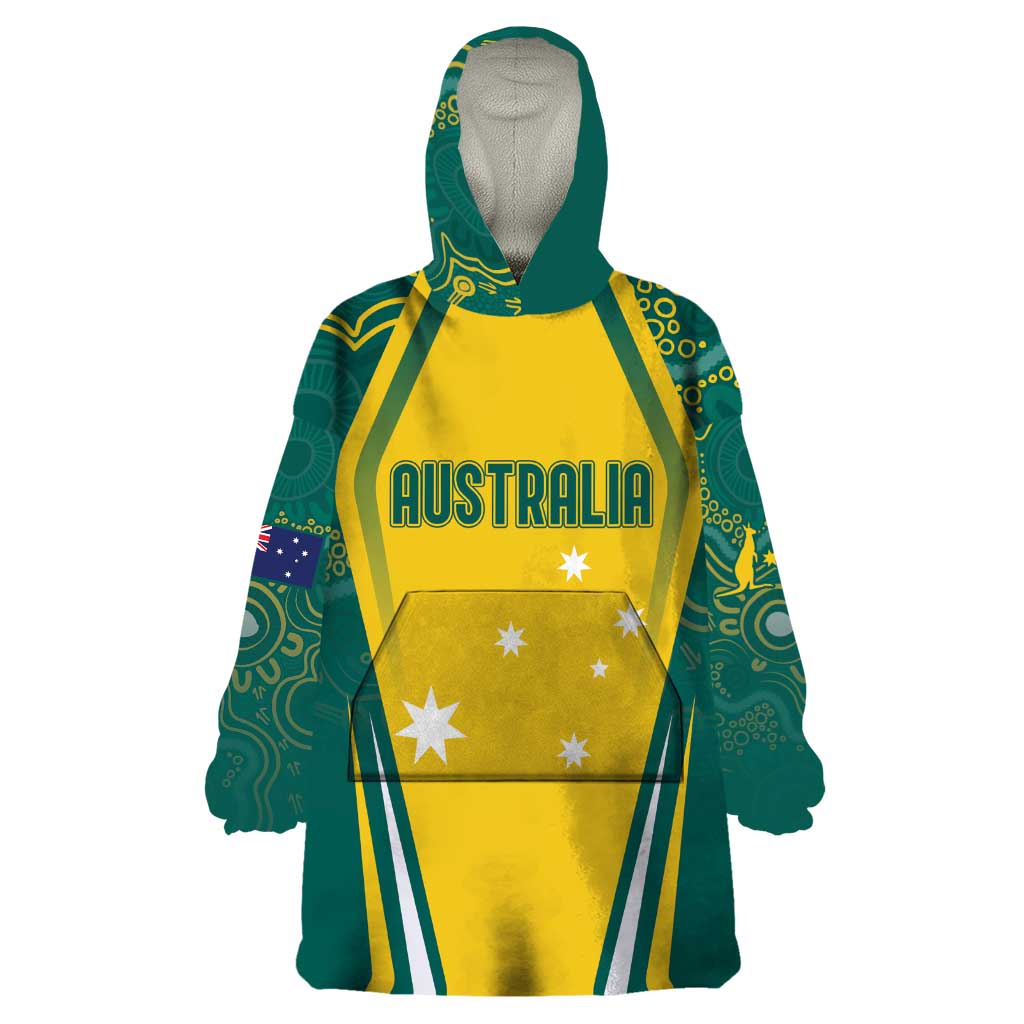 Australia 2024 Olympics Custom Wearable Blanket Hoodie Rise of the Roos Aborignal Style