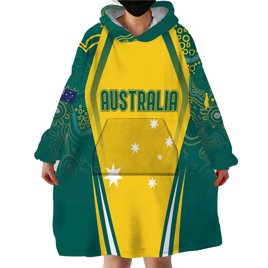 Australia 2024 Olympics Custom Wearable Blanket Hoodie Rise of the Roos Aborignal Style