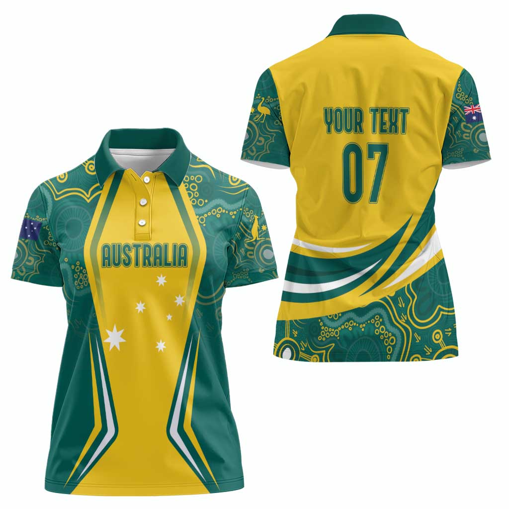 Australia 2024 Olympics Custom Women Polo Shirt Rise of the Roos Aborignal Style