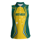 Australia 2024 Olympics Custom Women Sleeveless Polo Shirt Rise of the Roos Aborignal Style