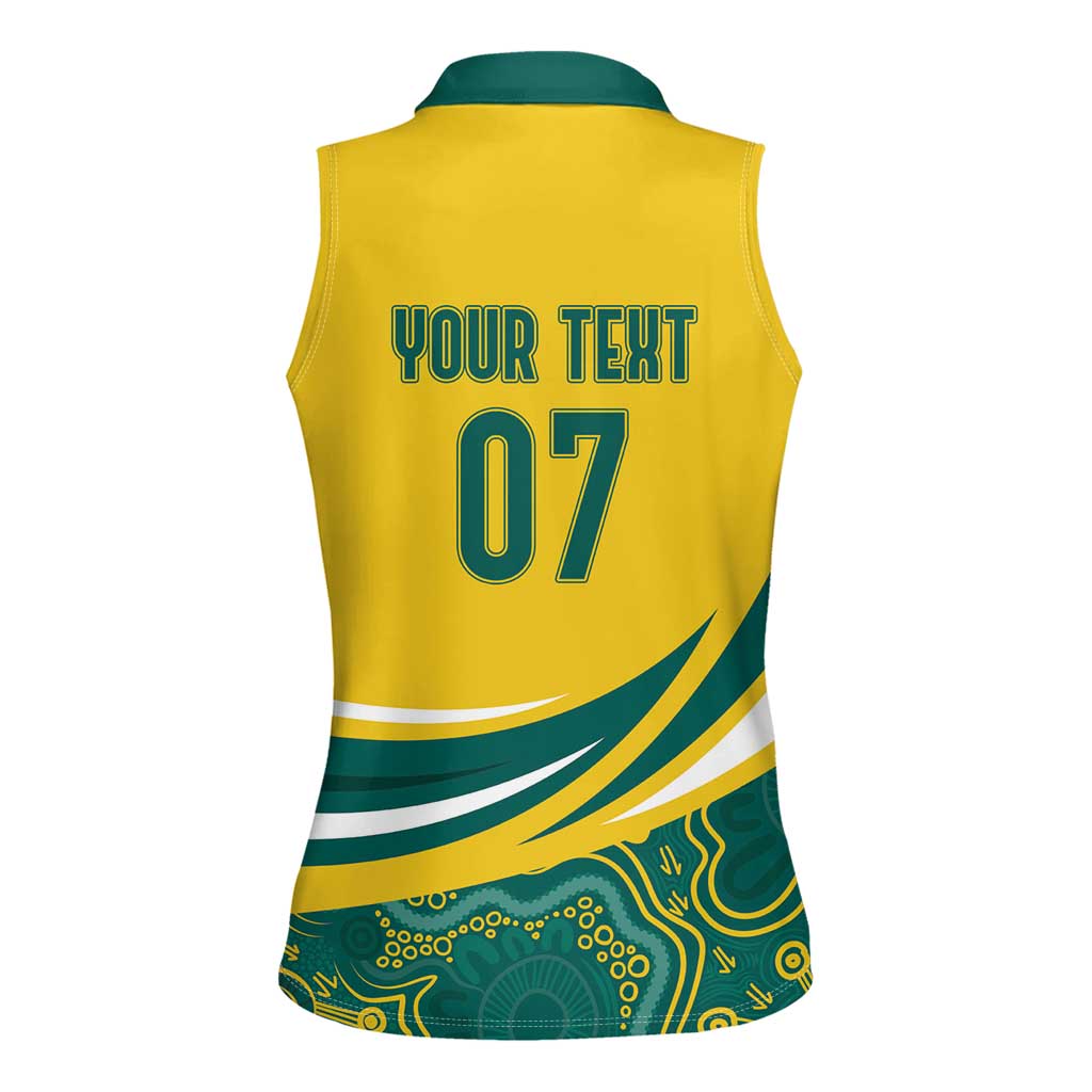 Australia 2024 Olympics Custom Women Sleeveless Polo Shirt Rise of the Roos Aborignal Style