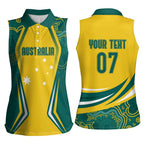 Australia 2024 Olympics Custom Women Sleeveless Polo Shirt Rise of the Roos Aborignal Style