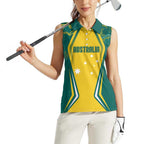 Australia 2024 Olympics Custom Women Sleeveless Polo Shirt Rise of the Roos Aborignal Style