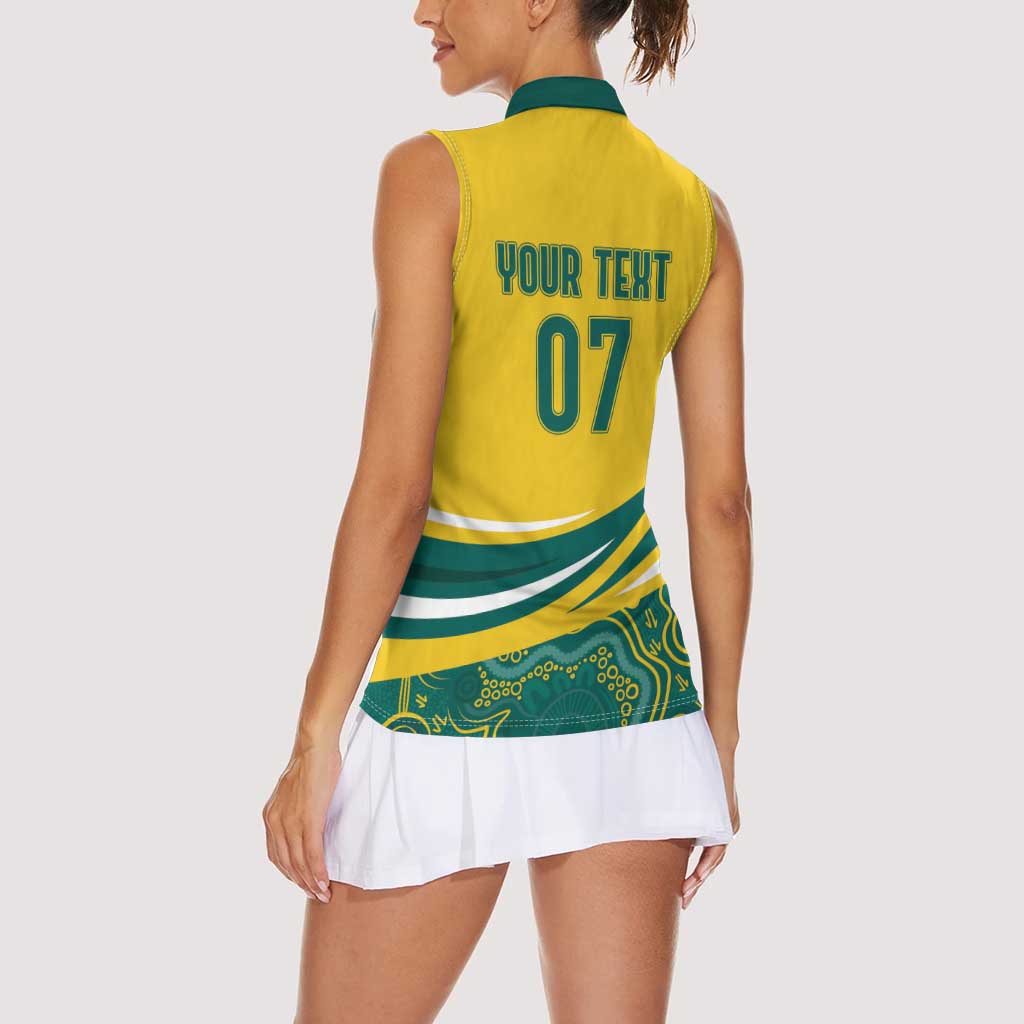 Australia 2024 Olympics Custom Women Sleeveless Polo Shirt Rise of the Roos Aborignal Style