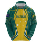 Australia 2024 Olympics Custom Zip Hoodie Rise of the Roos Aborignal Style