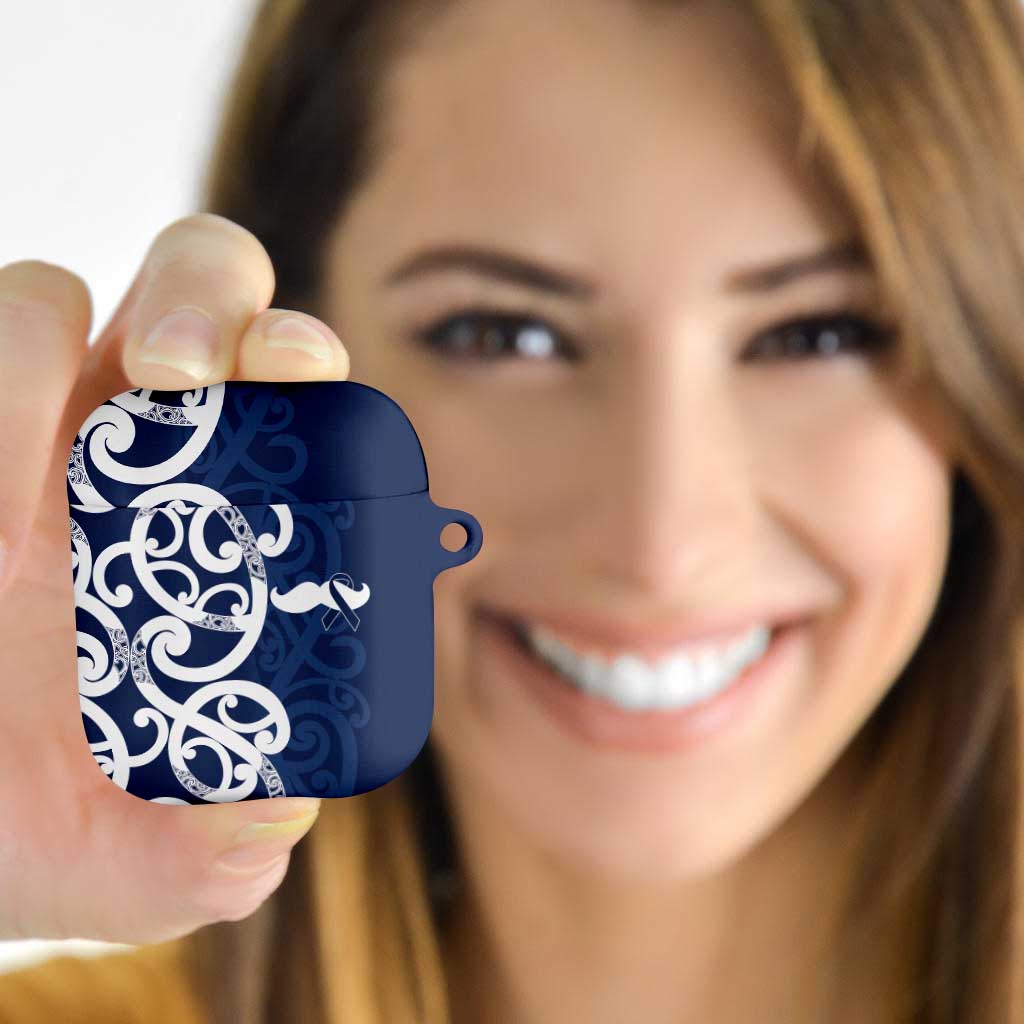 New Zealand Maori Mo Bros AirPods Case Blue Ribbon With Koru Kowhaiwhai - Aussie Hoodie