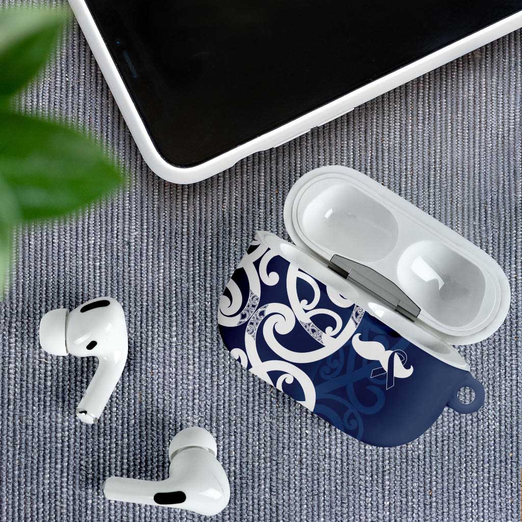 New Zealand Maori Mo Bros AirPods Case Blue Ribbon With Koru Kowhaiwhai - Aussie Hoodie