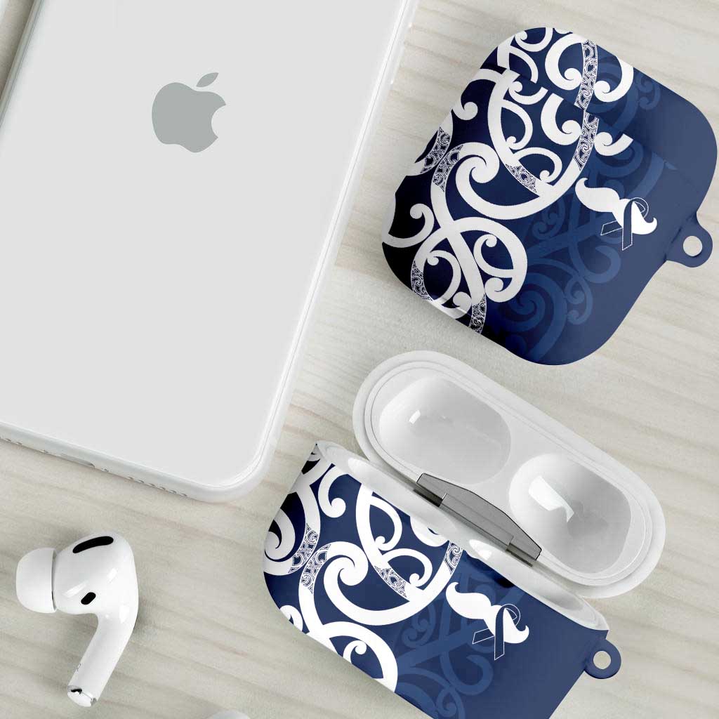 New Zealand Maori Mo Bros AirPods Case Blue Ribbon With Koru Kowhaiwhai - Aussie Hoodie