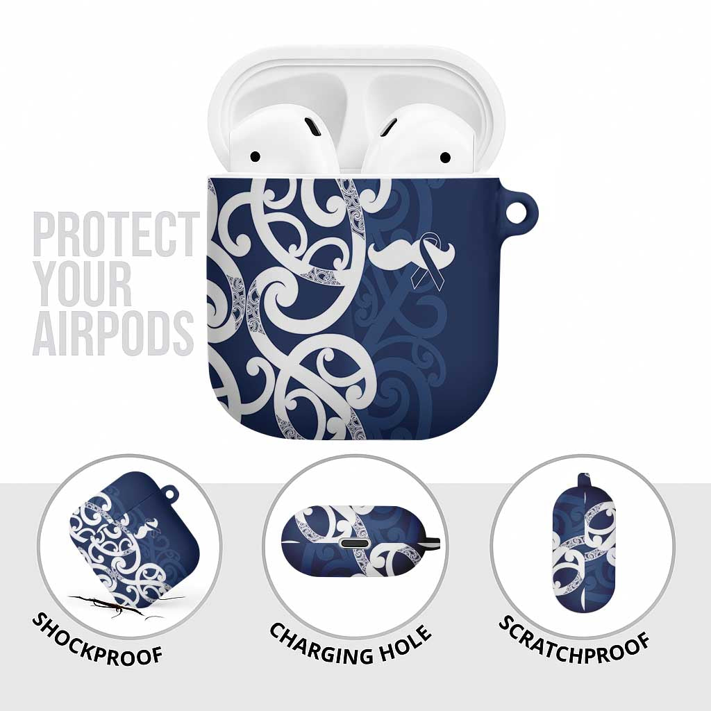 New Zealand Maori Mo Bros AirPods Case Blue Ribbon With Koru Kowhaiwhai - Aussie Hoodie