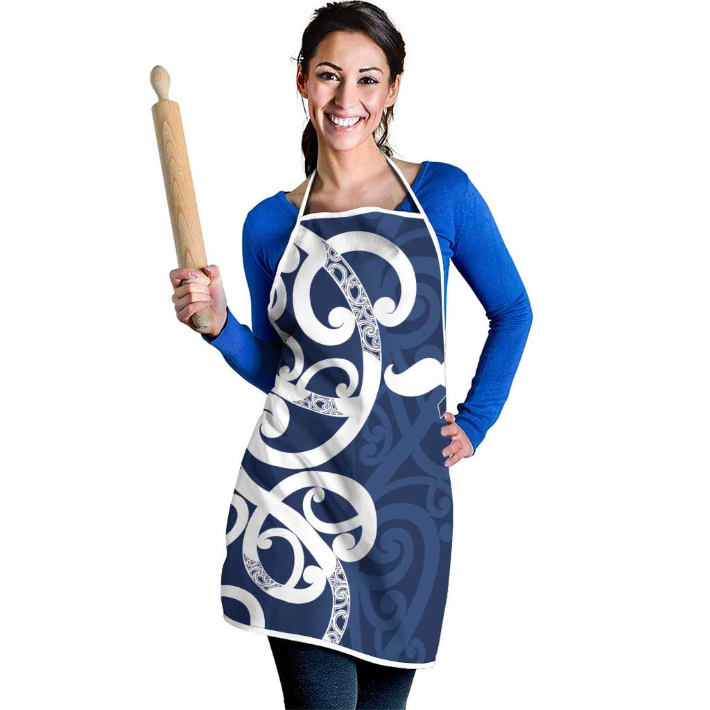 New Zealand Maori Mo Bros Apron Blue Ribbon With Koru Kowhaiwhai - Aussie Hoodie