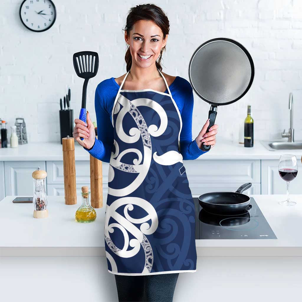New Zealand Maori Mo Bros Apron Blue Ribbon With Koru Kowhaiwhai - Aussie Hoodie