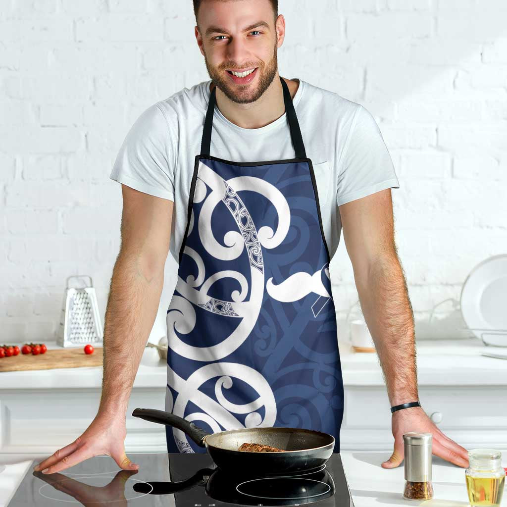 New Zealand Maori Mo Bros Apron Blue Ribbon With Koru Kowhaiwhai - Aussie Hoodie