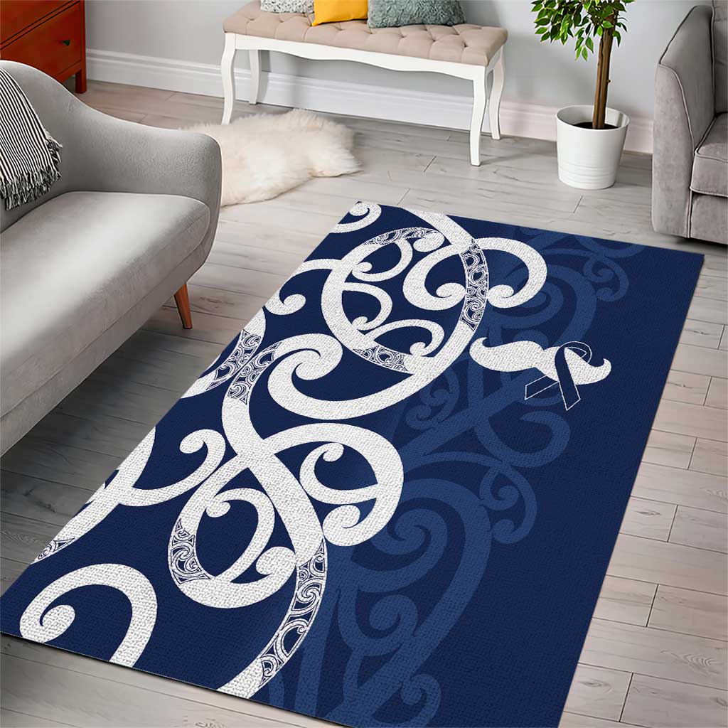 New Zealand Maori Mo Bros Area Rug Blue Ribbon With Koru Kowhaiwhai - Aussie Hoodie