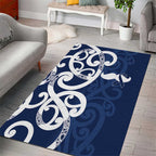 New Zealand Maori Mo Bros Area Rug Blue Ribbon With Koru Kowhaiwhai - Aussie Hoodie