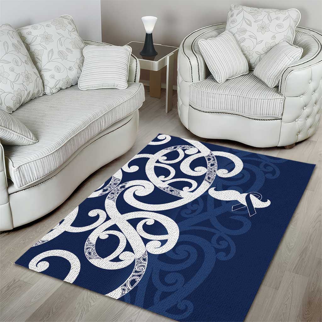 New Zealand Maori Mo Bros Area Rug Blue Ribbon With Koru Kowhaiwhai - Aussie Hoodie