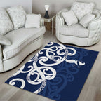 New Zealand Maori Mo Bros Area Rug Blue Ribbon With Koru Kowhaiwhai - Aussie Hoodie