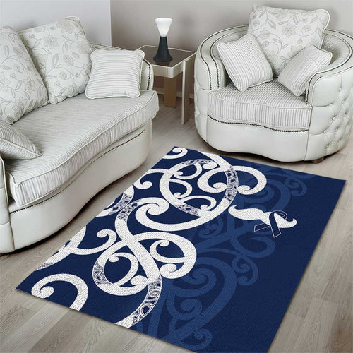 New Zealand Maori Mo Bros Area Rug Blue Ribbon With Koru Kowhaiwhai - Aussie Hoodie