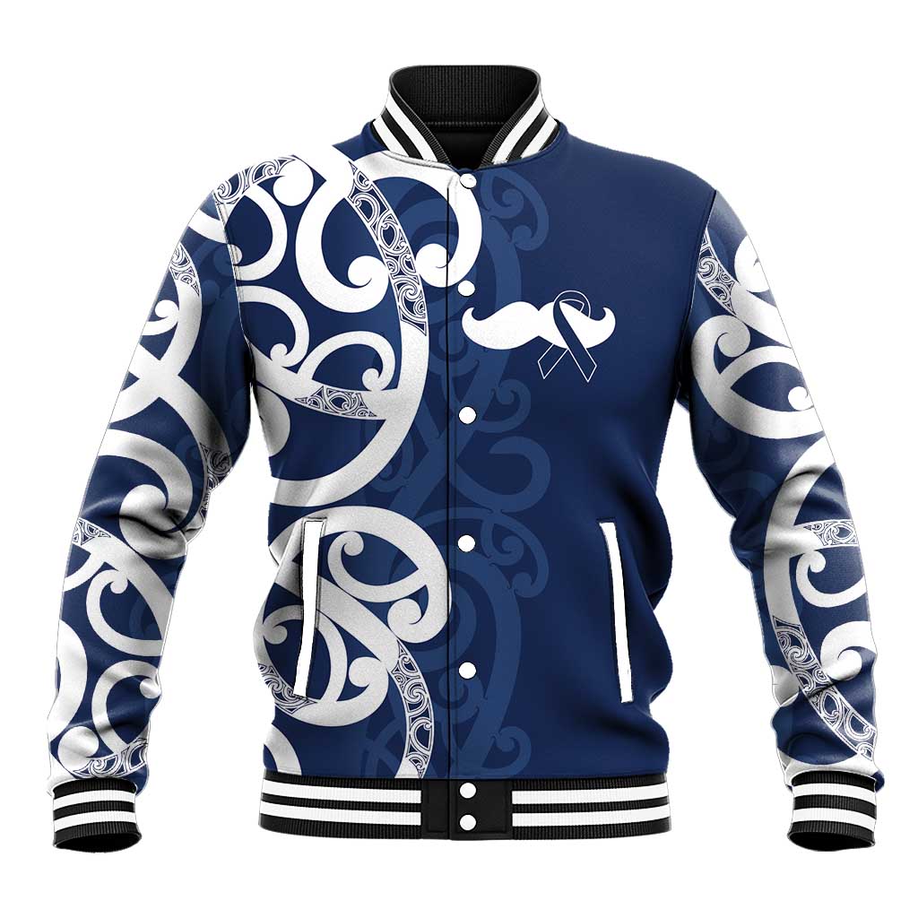 New Zealand Maori Mo Bros Baseball Jacket Blue Ribbon With Koru Kowhaiwhai - Aussie Hoodie
