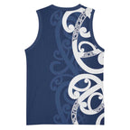New Zealand Maori Mo Bros Basketball Jersey Blue Ribbon With Koru Kowhaiwhai - Aussie Hoodie