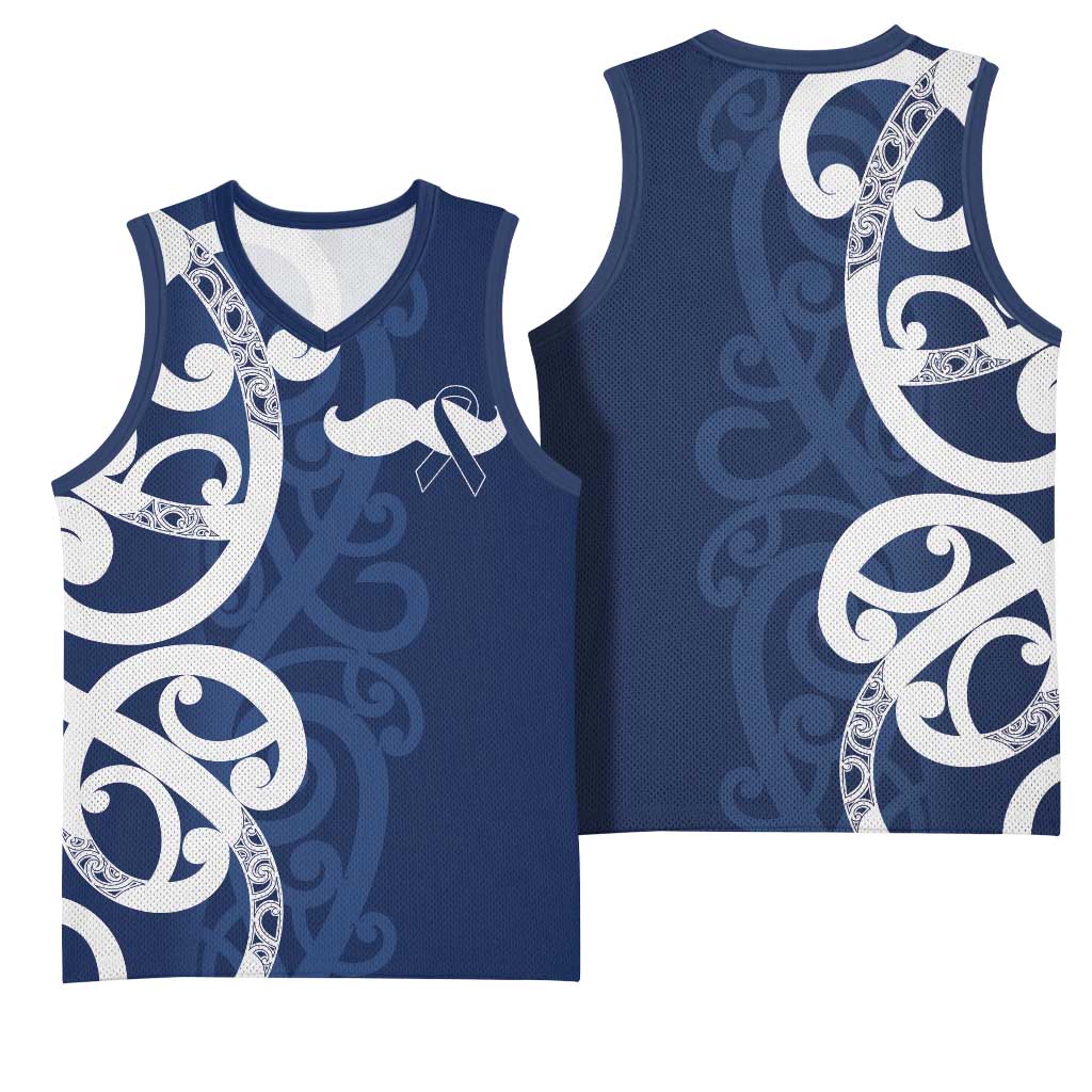 New Zealand Maori Mo Bros Basketball Jersey Blue Ribbon With Koru Kowhaiwhai - Aussie Hoodie