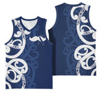 New Zealand Maori Mo Bros Basketball Jersey Blue Ribbon With Koru Kowhaiwhai - Aussie Hoodie