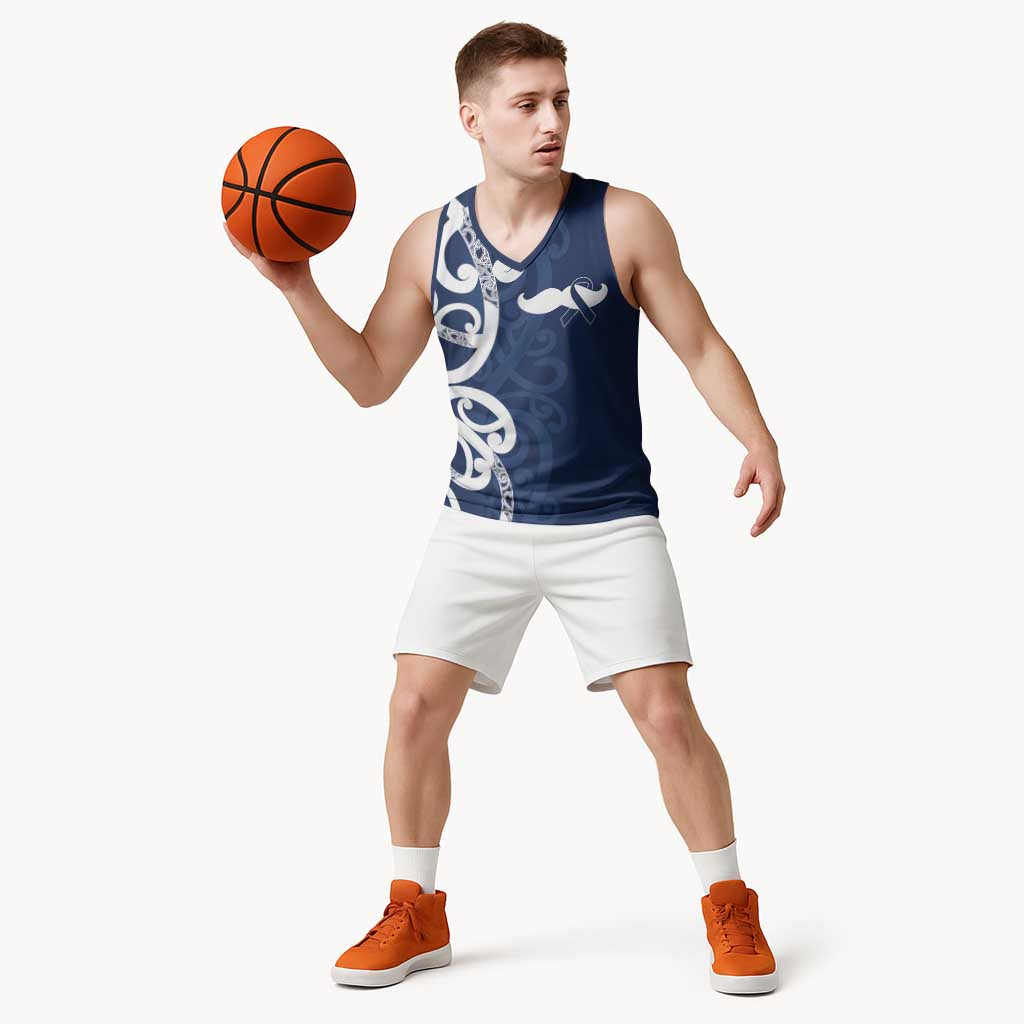 New Zealand Maori Mo Bros Basketball Jersey Blue Ribbon With Koru Kowhaiwhai - Aussie Hoodie
