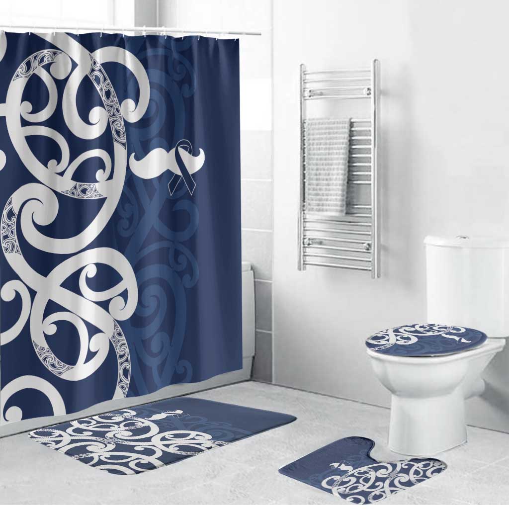 New Zealand Maori Mo Bros Bathroom Set Blue Ribbon With Koru Kowhaiwhai - Aussie Hoodie