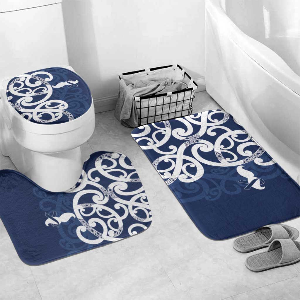 New Zealand Maori Mo Bros Bathroom Set Blue Ribbon With Koru Kowhaiwhai - Aussie Hoodie