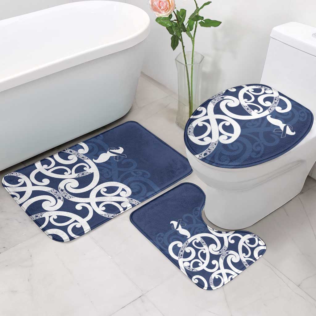 New Zealand Maori Mo Bros Bathroom Set Blue Ribbon With Koru Kowhaiwhai - Aussie Hoodie