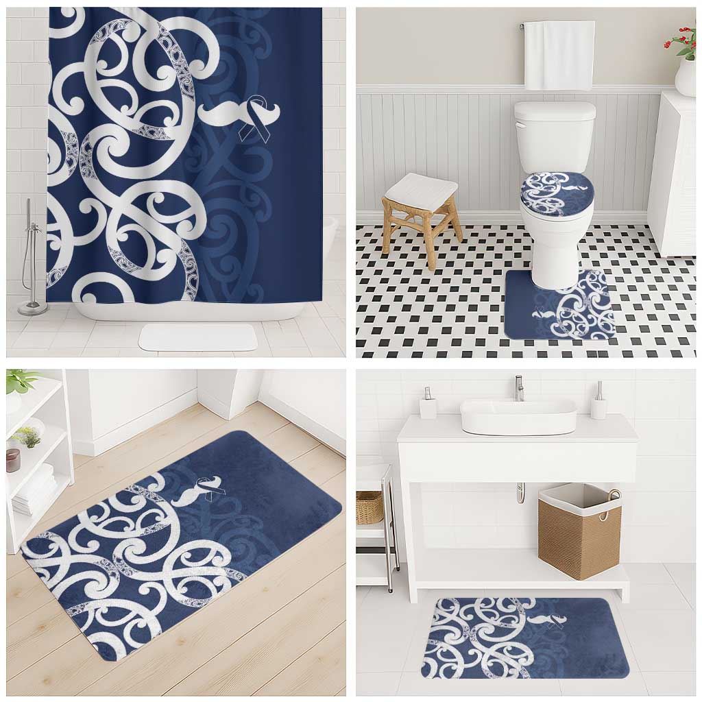 New Zealand Maori Mo Bros Bathroom Set Blue Ribbon With Koru Kowhaiwhai - Aussie Hoodie