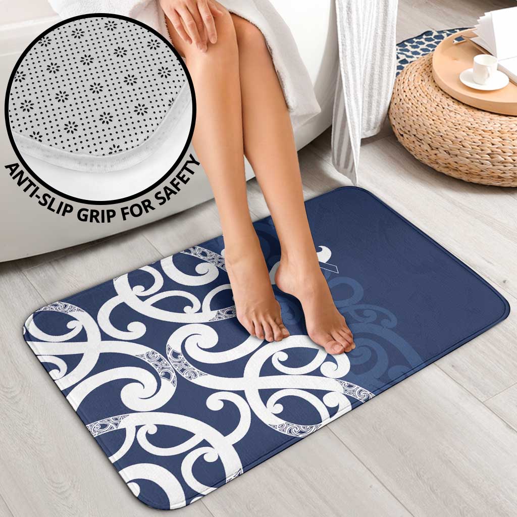 New Zealand Maori Mo Bros Bathroom Set Blue Ribbon With Koru Kowhaiwhai - Aussie Hoodie