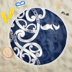 New Zealand Maori Mo Bros Beach Blanket Blue Ribbon With Koru Kowhaiwhai - Aussie Hoodie
