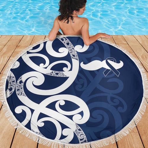 New Zealand Maori Mo Bros Beach Blanket Blue Ribbon With Koru Kowhaiwhai - Aussie Hoodie