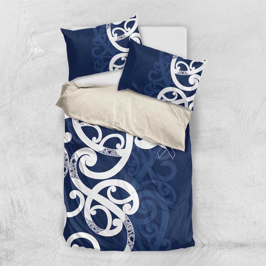 New Zealand Maori Mo Bros Bedding Set Blue Ribbon With Koru Kowhaiwhai - Aussie Hoodie